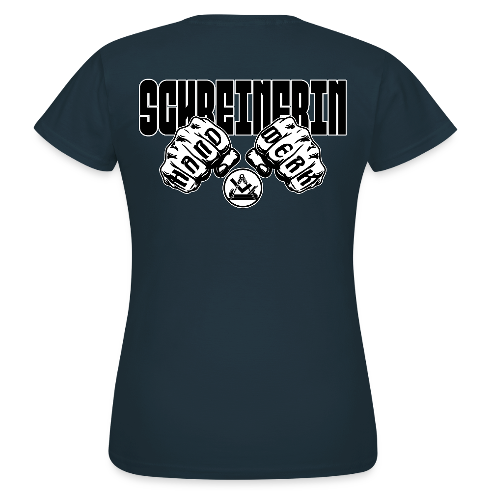 Frauen T-Shirt "Schreinerin" (beidseitig bedruckt) Navy Frauen T-Shirt