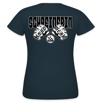 Frauen T-Shirt "Schreinerin" (beidseitig bedruckt) Navy Frauen T-Shirt