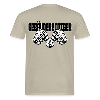 Unisex T-Shirt "Gebäudereiniger" (beidseitig bedruckt) - Sandbeige