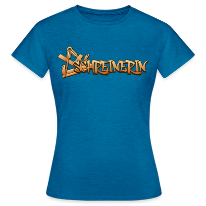 Frauen T-Shirt "Schreinerin" Antikblaues Saphir meliert Frauen T-Shirt