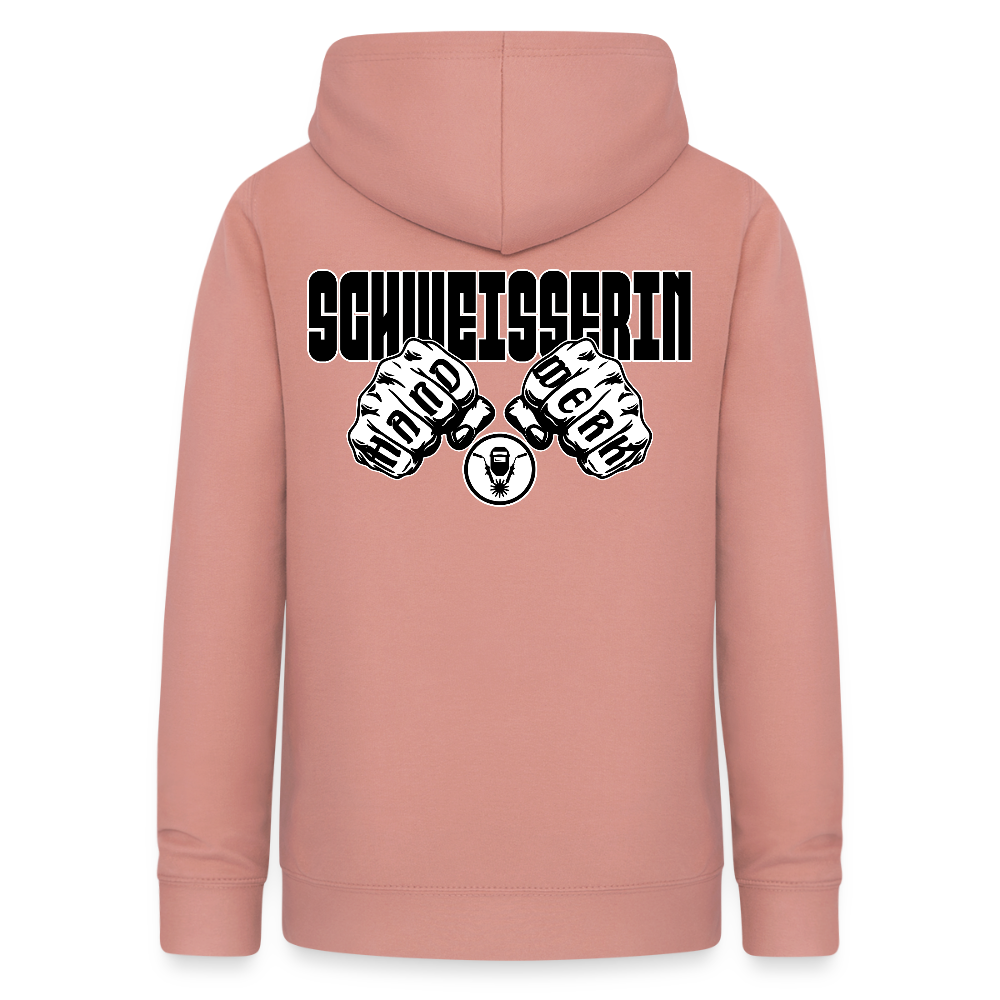 Frauen Hoodie "Schweisserin" (beidseitig beruckt) Altrosa Frauen Hoodie