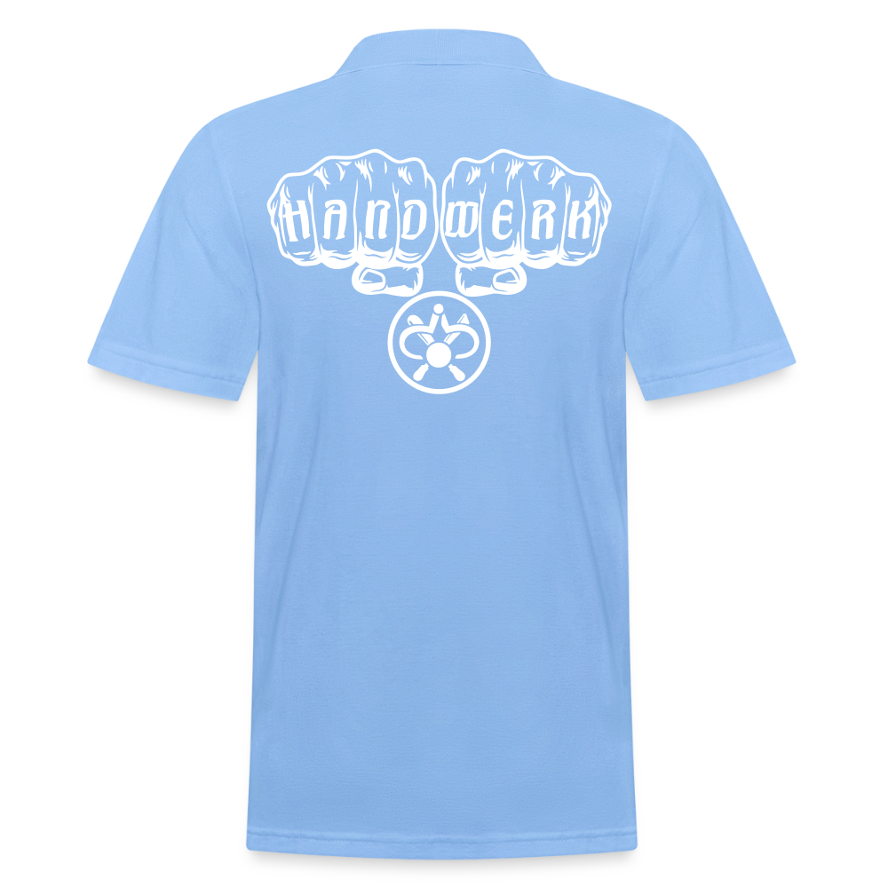 Männer Poloshirt "Drechsler" (hinten bedruckt) Himmelblau Männer Poloshirt