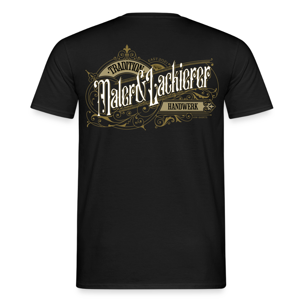 Unisex Maler & Lackierer T-Shirt von Spreadconnect, nostalgisches Design, schwarzer Stoff, vorne sichtbares Druckmuster, bequeme Passform