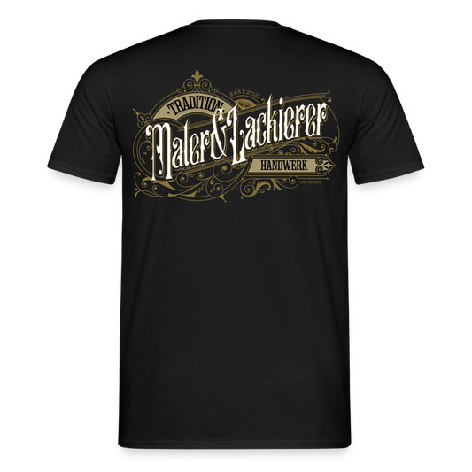 Unisex Maler & Lackierer T-Shirt von Spreadconnect, nostalgisches Design, schwarzer Stoff, vorne sichtbares Druckmuster, bequeme Passform