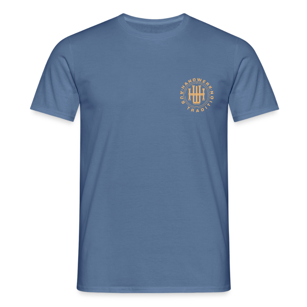 Unisex T-Shirt "Handwerk" (beidseitig bedruckt) Taubenblau Männer T-Shirt