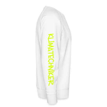 Unisex Premium Pullover "Klimatechniker" neongelb - Weiß