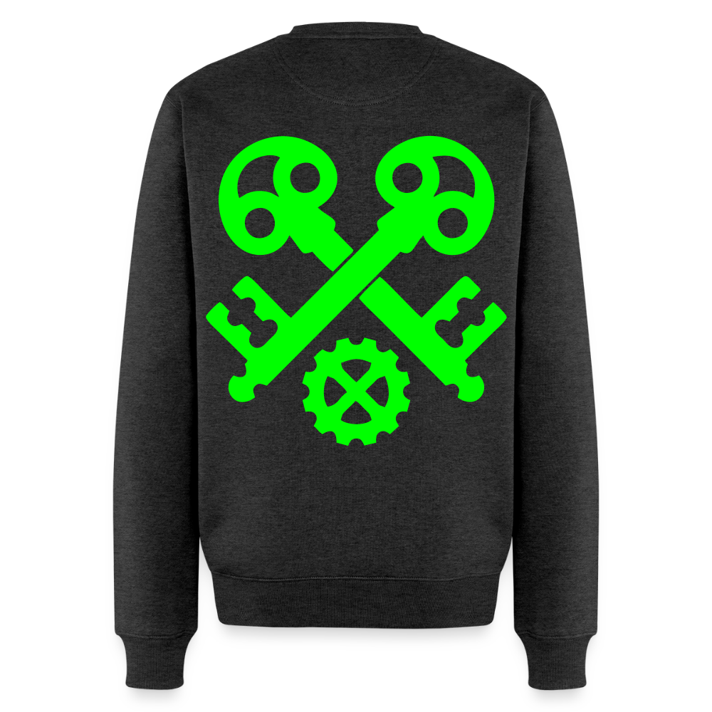 Unisex Premium Pullover "Schlosser" neongrün Anthrazit meliert Männer Premium Pullover