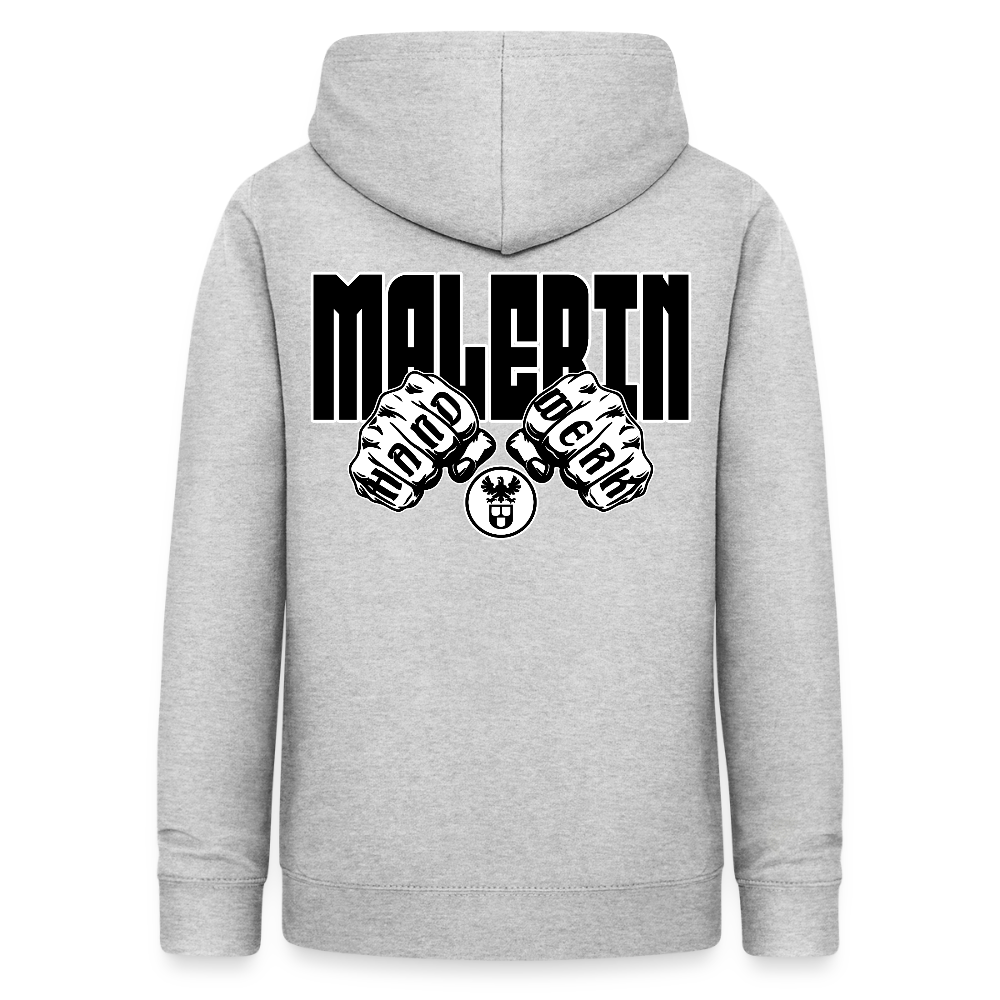 Frauen Hoodie "Malerin" (beidseitig beruckt) Hellgrau meliert Frauen Hoodie