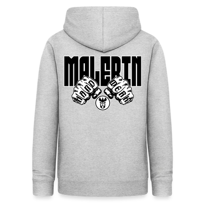 Frauen Hoodie "Malerin" (beidseitig beruckt) Hellgrau meliert Frauen Hoodie