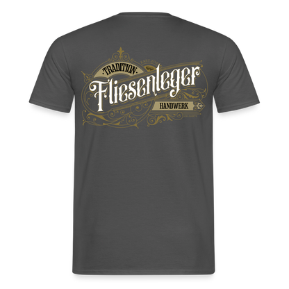 Unisex T-Shirt "Fliesenleger"-Nostalgie von Spreadconnect, Männer-T-Shirt mit vintage Design, weiße Baumwolle, Frontansicht