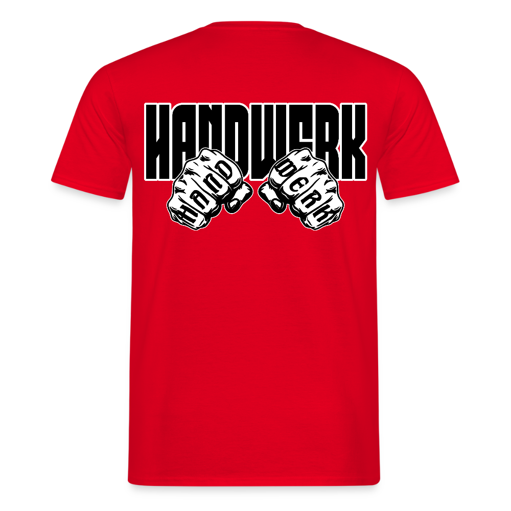 Unisex T-Shirt "Handwerk" (beidseitig bedruckt) Rot Männer T-Shirt
