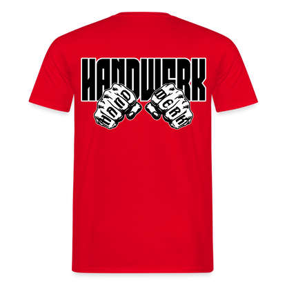 Unisex T-Shirt "Handwerk" (beidseitig bedruckt) Rot Männer T-Shirt