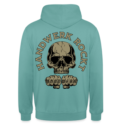 Unisex Hoodie "Handwerk-Rockt" (beidseitig bedruckt) - Pastelltürkis