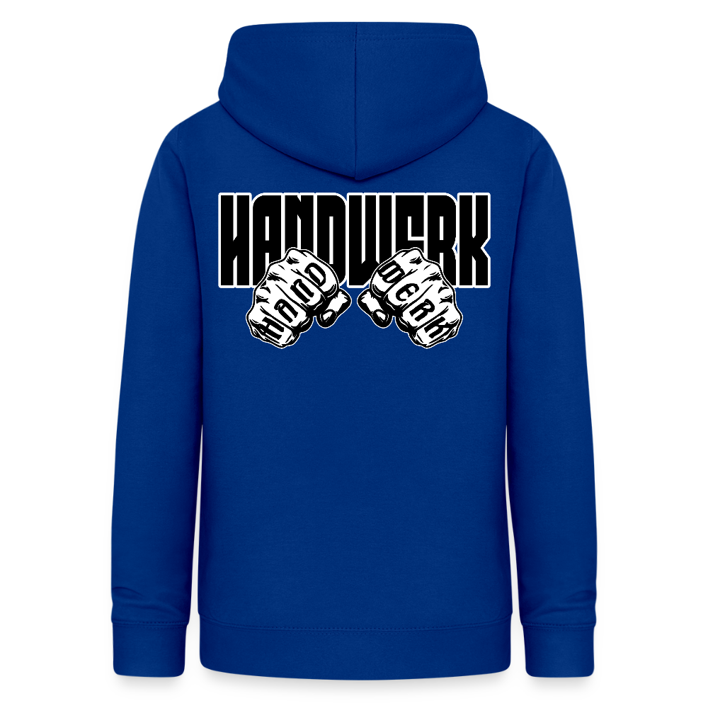 Frauen Hoodie "Handwerk" (beidseitig beruckt) Royalblau Frauen Hoodie