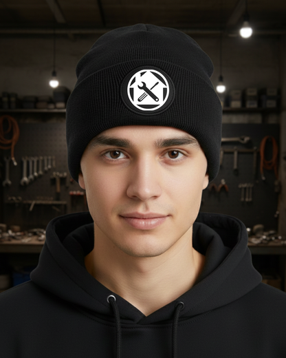 Wintermütze mit Zunftzeichen (runder Patch) Hausmeister