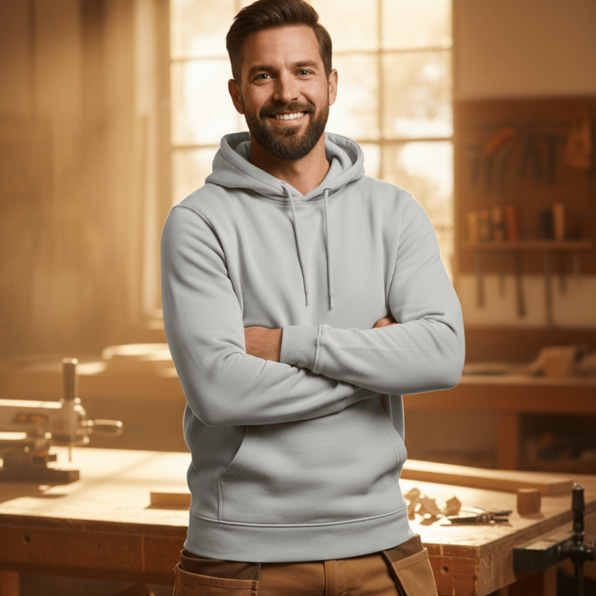 Premium Hoodie HW-300| Für stolze Handwerker | (S-4XL) | Blanko zementgrau Sweatshirt