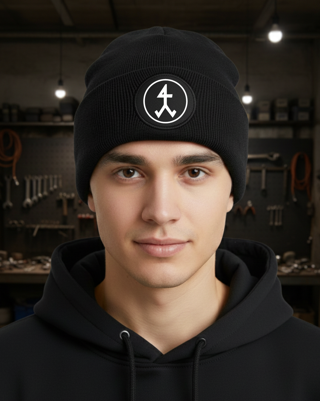 Wintermütze mit Zunftzeichen (runder Patch) Steinmetz