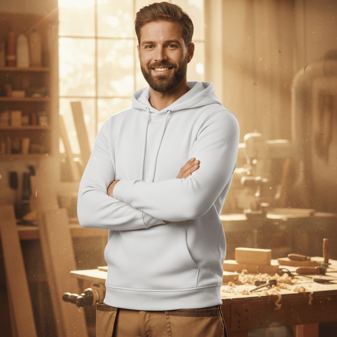 Premium Hoodie HW-300| Für stolze Handwerker | (S-4XL) | Blanko Weiß Sweatshirt