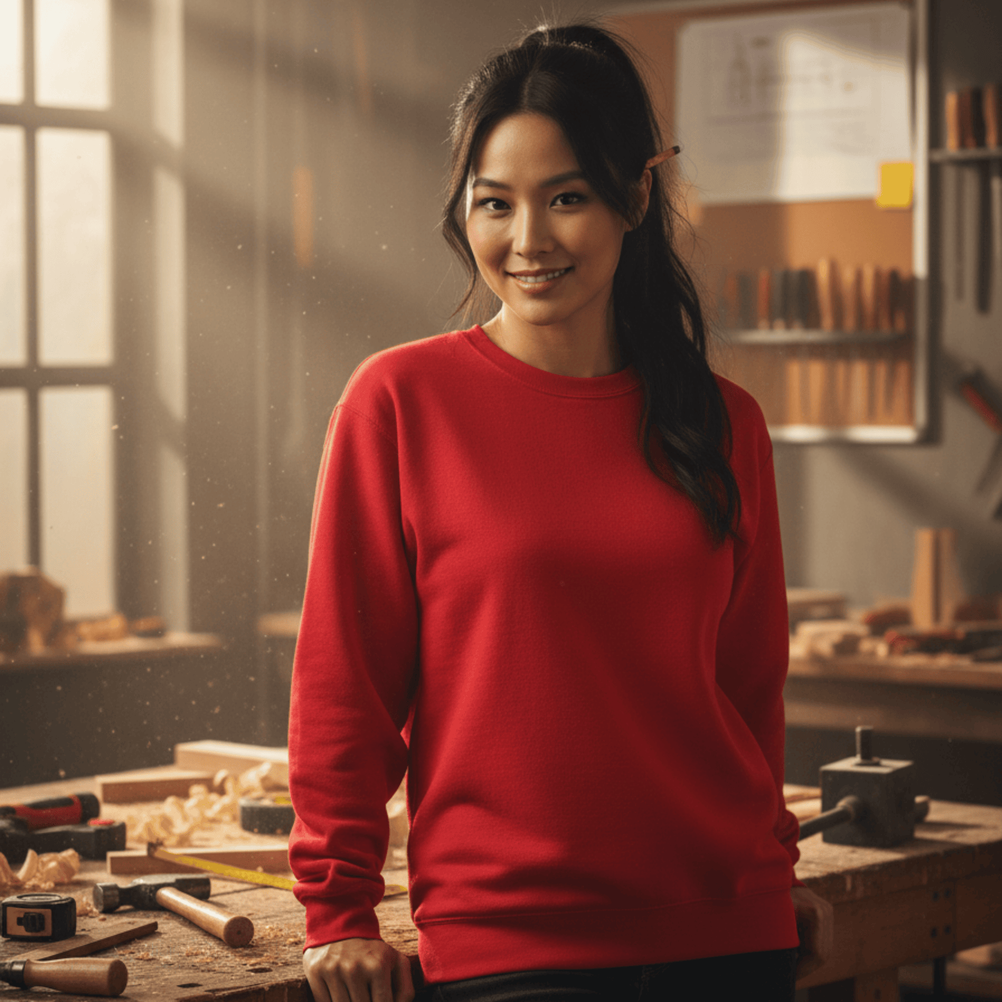 Premium Sweatshirt HW-265 | Für stolze Handwerker | (S-3XL) | Blanko Rot Sweatshirt