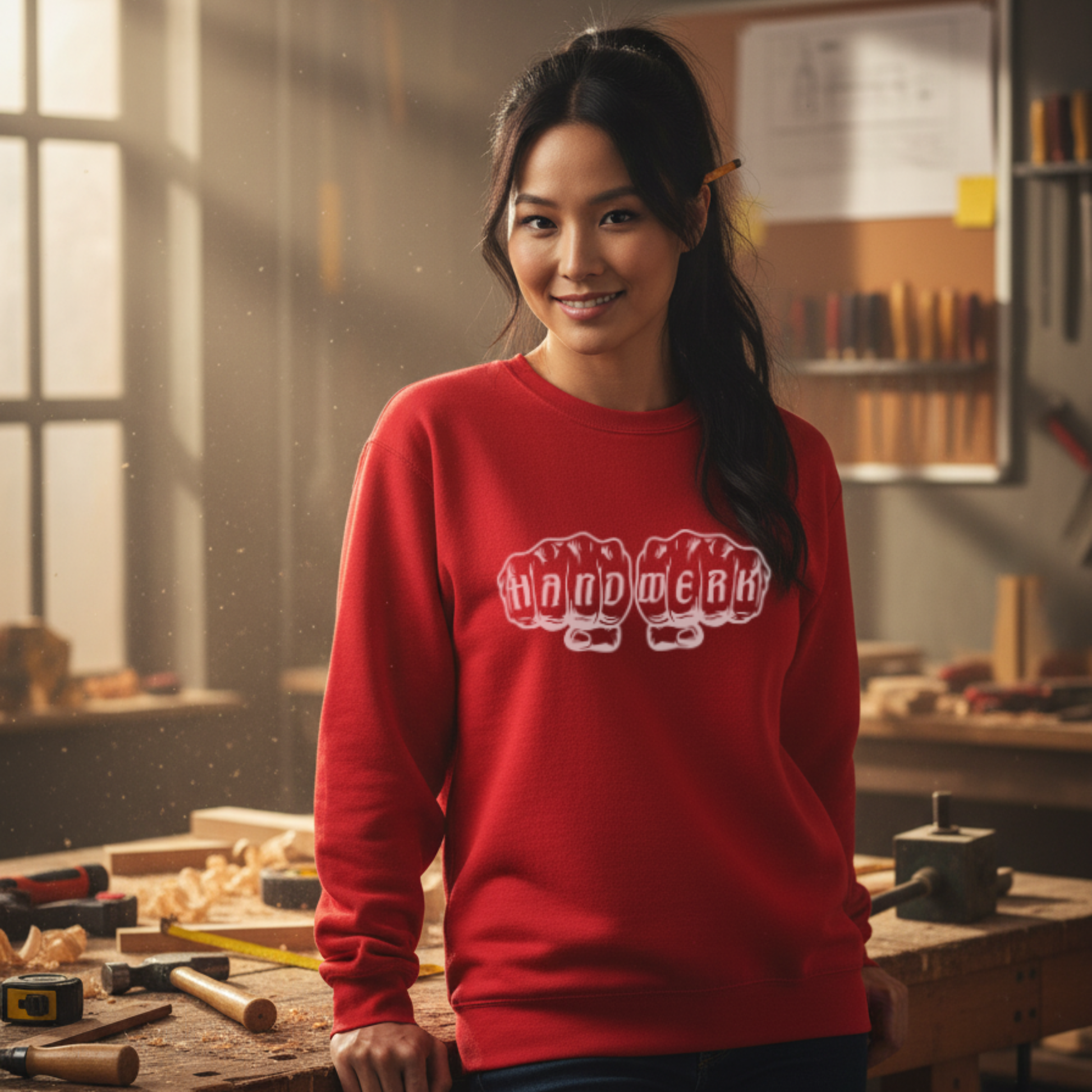 Premium Sweatshirt HW-265 | Für stolze Handwerker | (S-3XL) Rot Sweatshirt