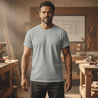 Premium T-Shirt HW-200 | Robust & Vielseitig | Für stolze Handwerker (S-3XL) Blanko Grau meliert Männer Gildan Ultra T-Shirt