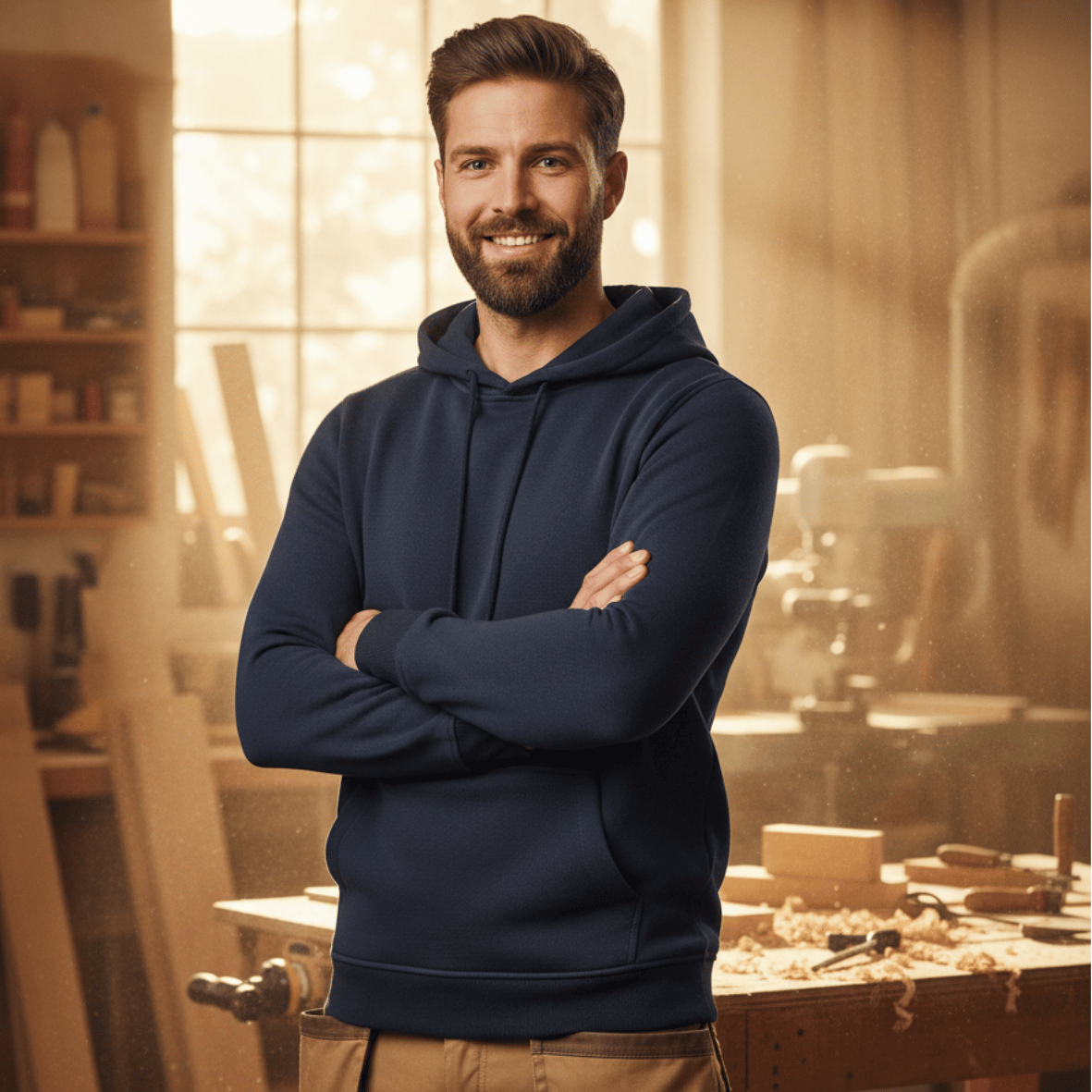 Premium Hoodie HW-300| Für stolze Handwerker | (S-4XL) | Blanko Navy Sweatshirt