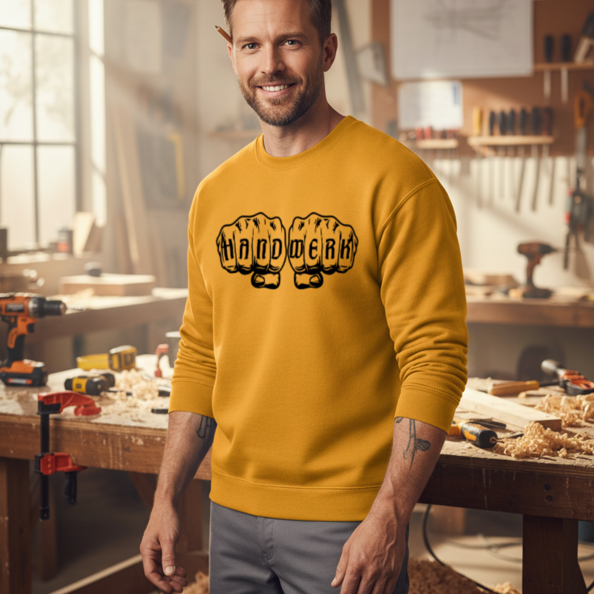 Premium Sweatshirt HW-265 | Für stolze Handwerker | (S-3XL) Gold Sweatshirt