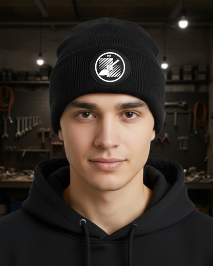 Wintermütze mit Zunftzeichen (runder Patch) Fliesenleger