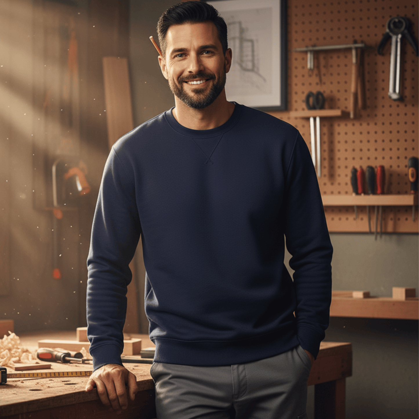 Premium Sweatshirt HW-265 | Für stolze Handwerker | (S-3XL) | Blanko Navy Sweatshirt