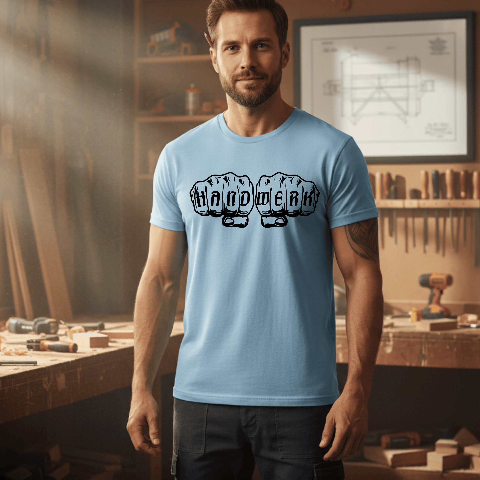 Premium T-Shirt HW-200 | Robust & Vielseitig | Für stolze Handwerker (S-3XL) Hellblau Männer Gildan Ultra T-Shirt