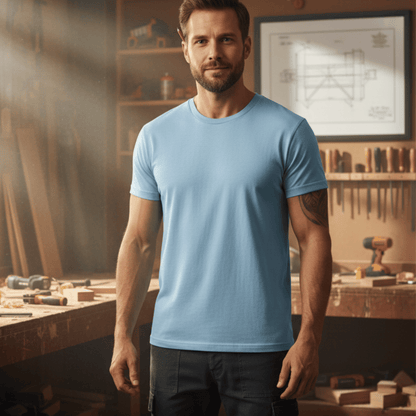 Premium T-Shirt HW-200 | Robust & Vielseitig | Für stolze Handwerker (S-3XL) Blanko Hellblau Männer Gildan Ultra T-Shirt