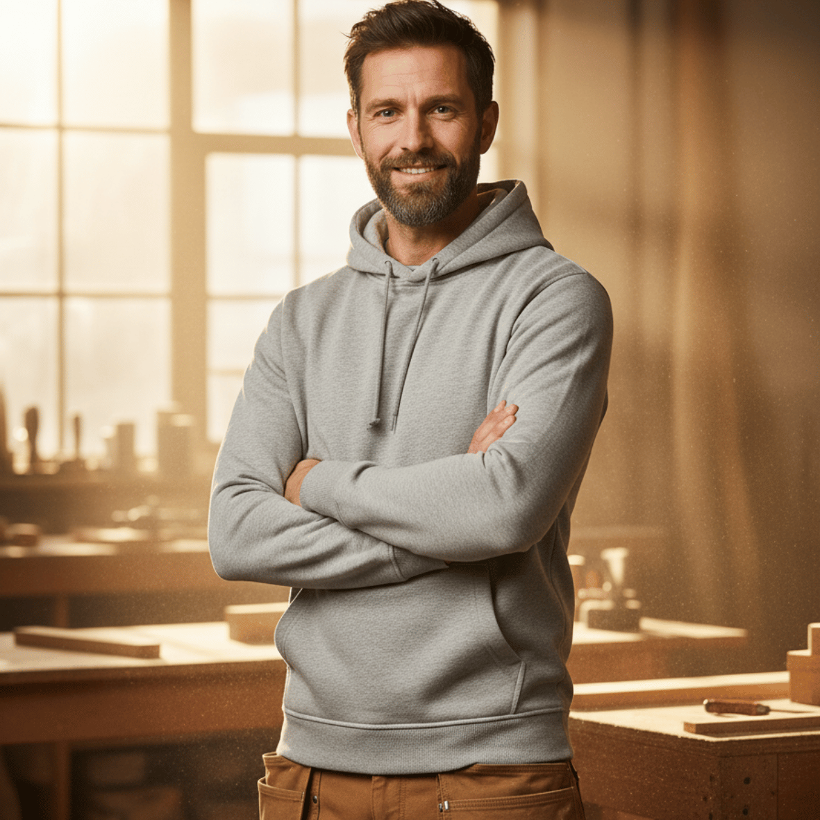 Premium Hoodie HW-300| Für stolze Handwerker | (S-4XL) | Blanko Grau meliert Sweatshirt