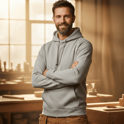 Premium Hoodie HW-300| Für stolze Handwerker | (S-4XL) | Blanko Grau meliert Sweatshirt