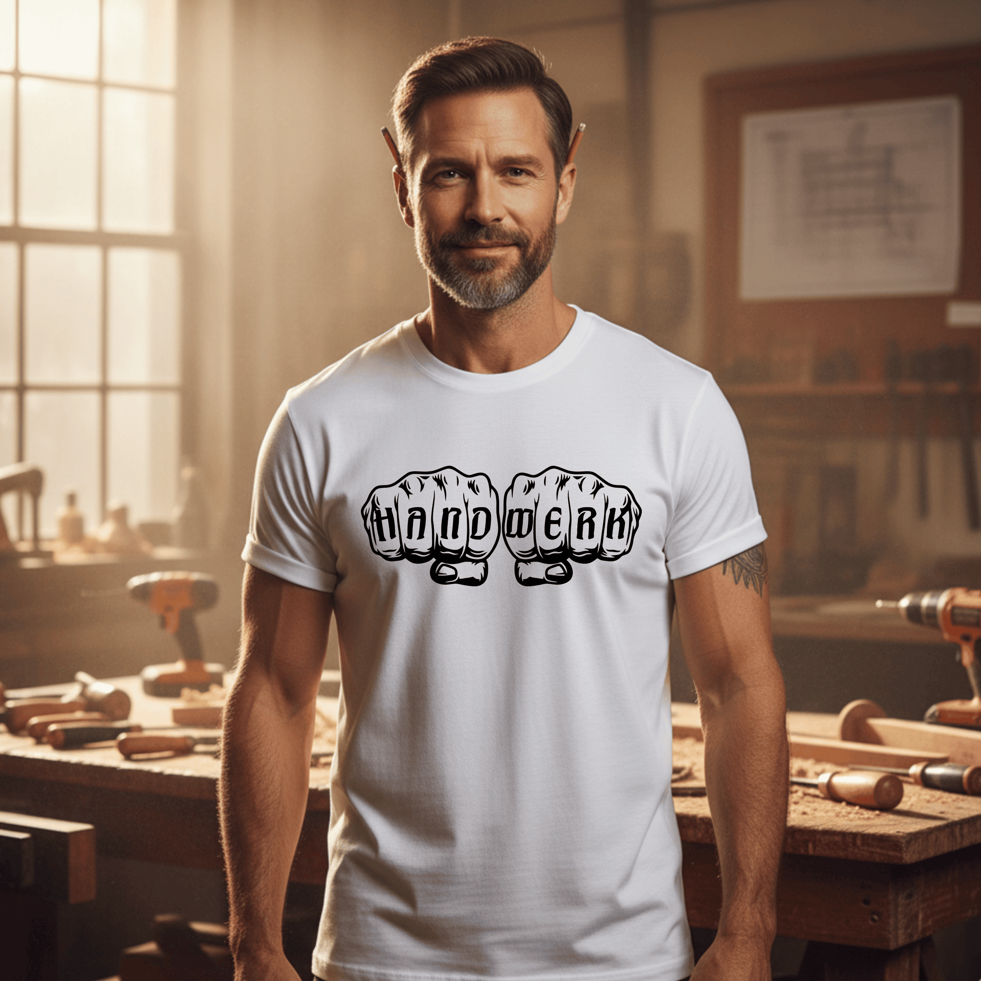 Premium T-Shirt HW-200 | Robust & Vielseitig | Für stolze Handwerker (S-3XL) Weiß Männer Gildan Ultra T-Shirt