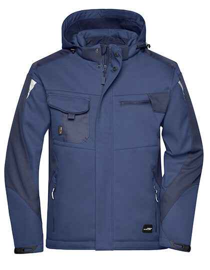 Winter-Softshelljacke mit Kapuze (beidseitig bedruckt) Navy