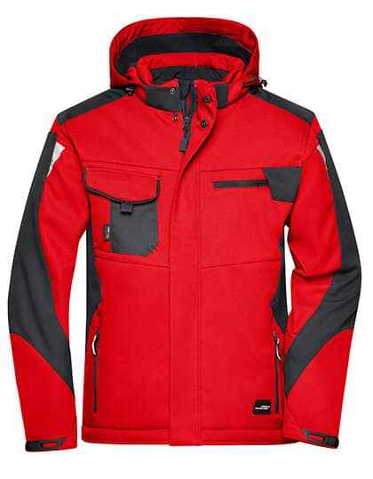 Winter-Softshelljacke mit Kapuze (beidseitig bedruckt) Rot Schwarz