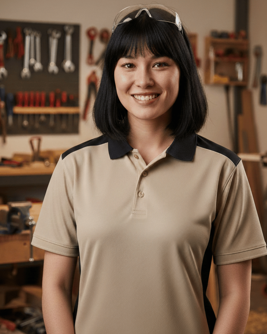 Workwear-Polo "Professional" – Robust, Nachhaltig & Stylisch | beidseitig bedruckt Sandbeige Schwarz M {{ color }}