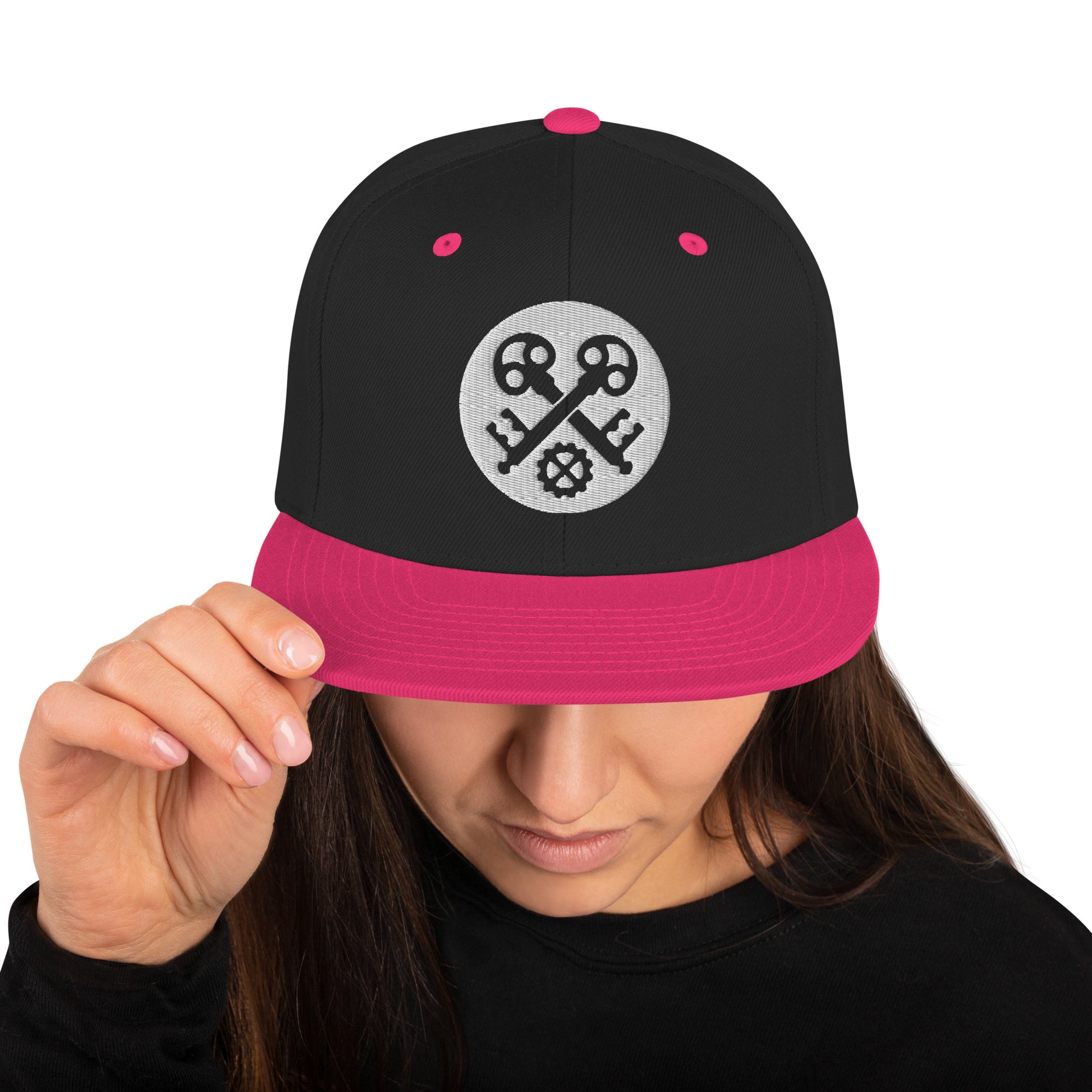 Snapback-Cap "Schlosser" bestickt Schwarz Neonpink