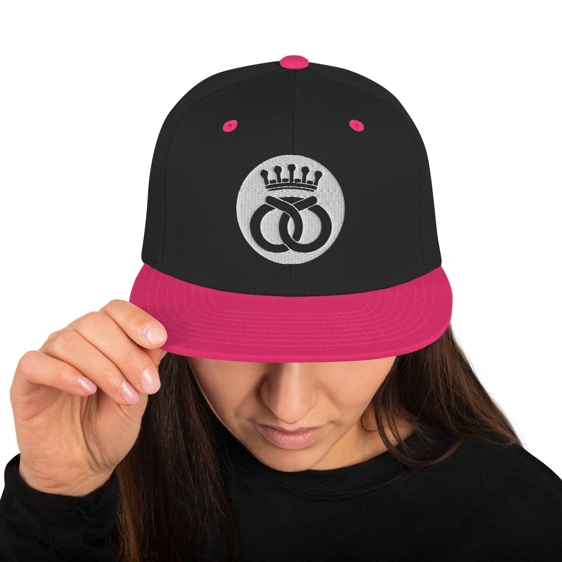Snapback-Cap "Bäcker" bestickt Schwarz Neonpink