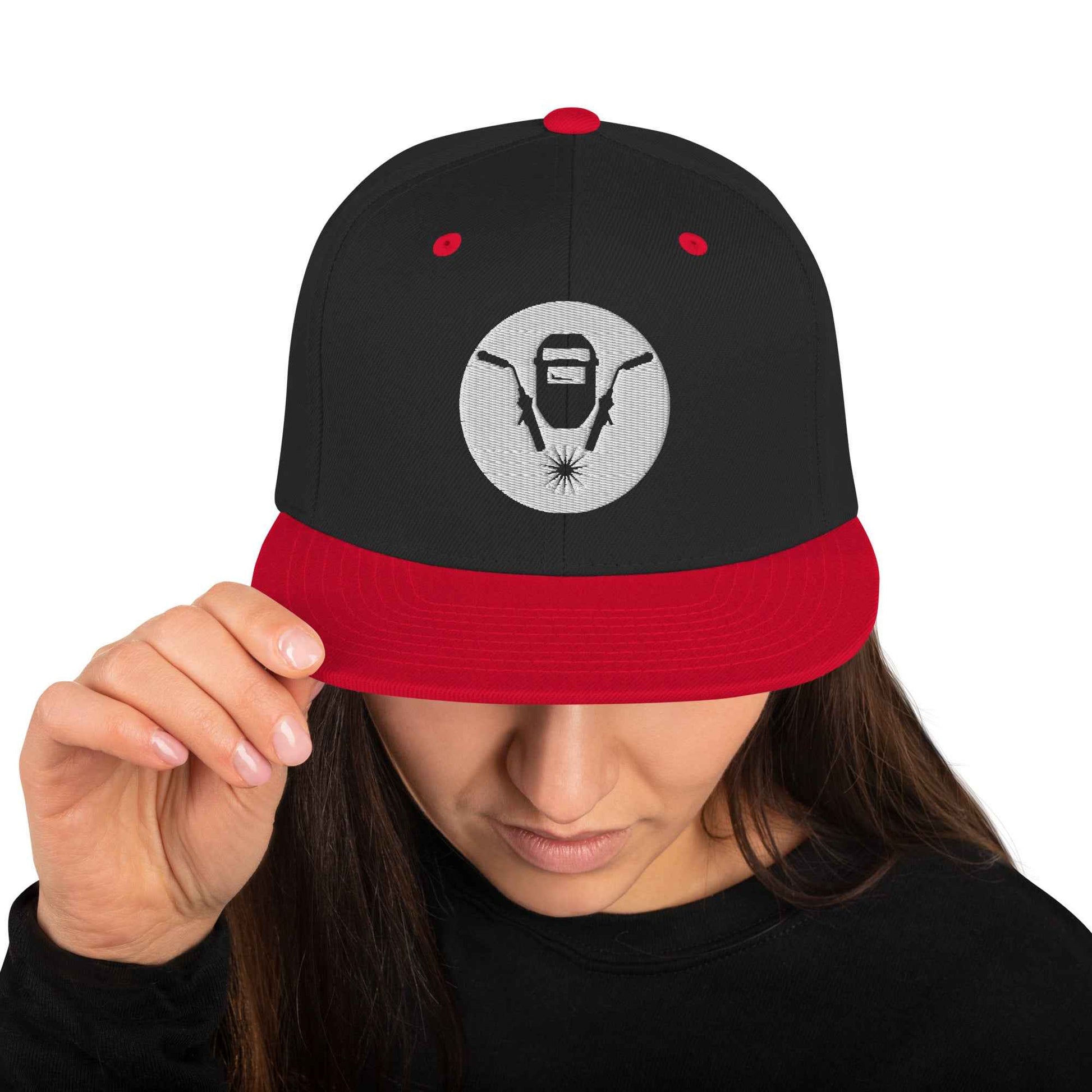 Snapback-Cap "Schweisser" bestickt Schwarz Rot