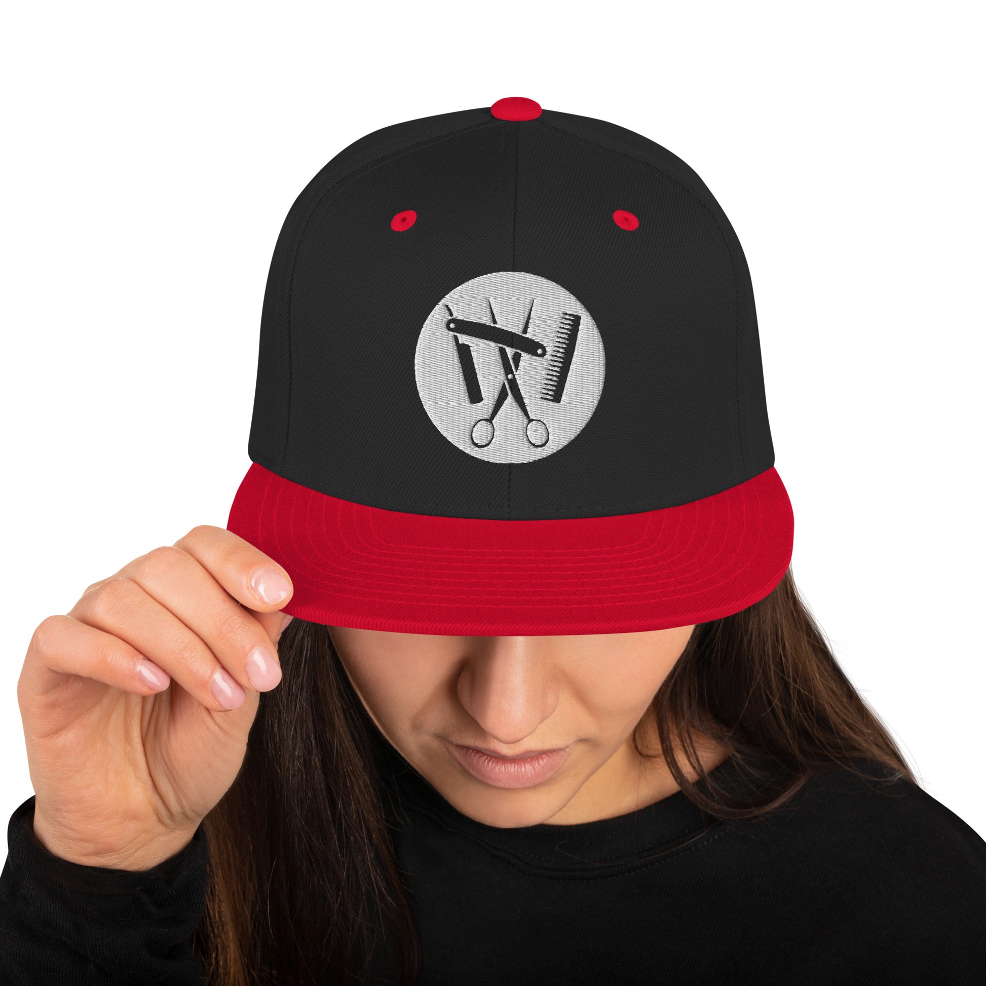 Snapback-Cap "Friseur" bestickt Schwarz Rot
