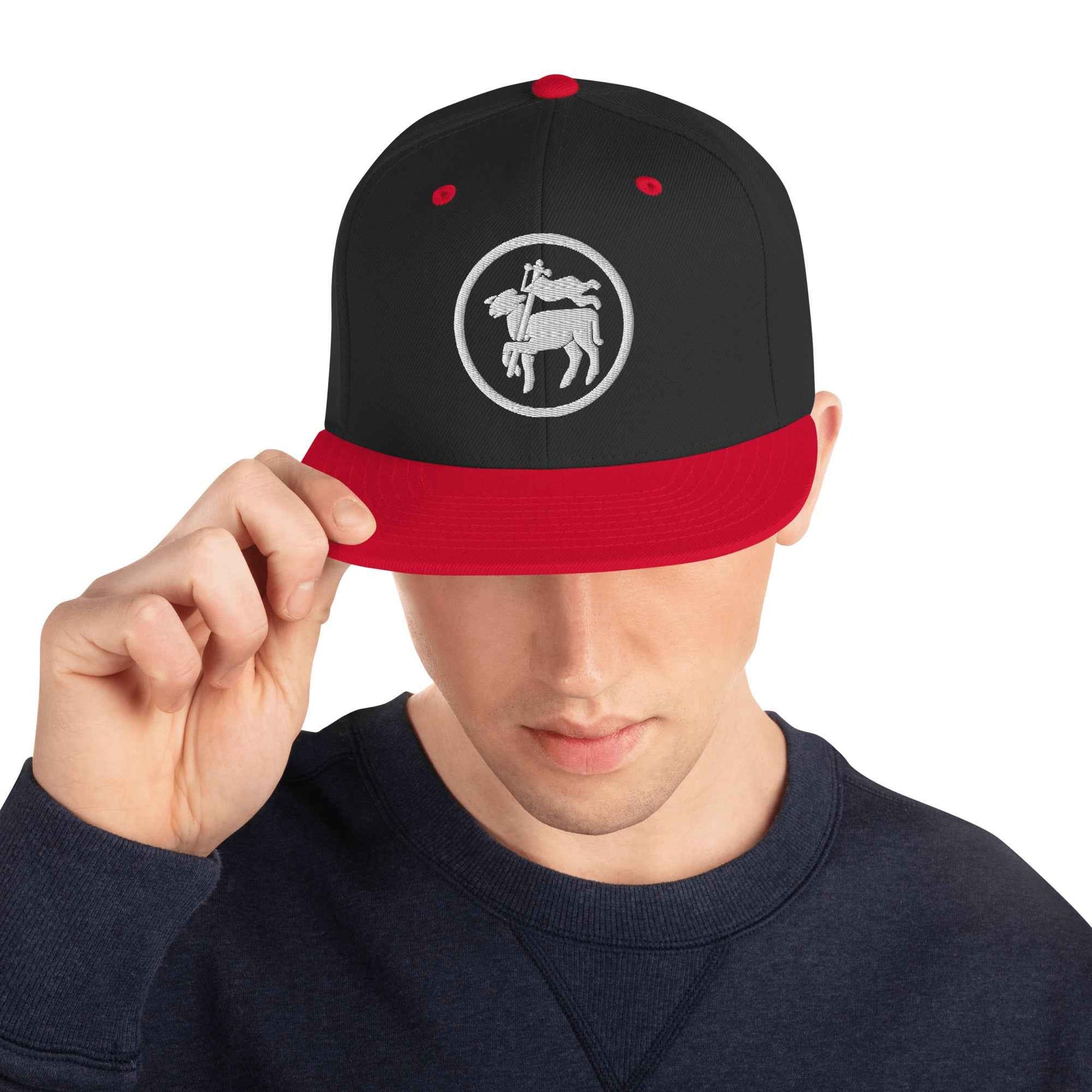 Snapback-Cap "Fleischer" bestickt Schwarz Rot