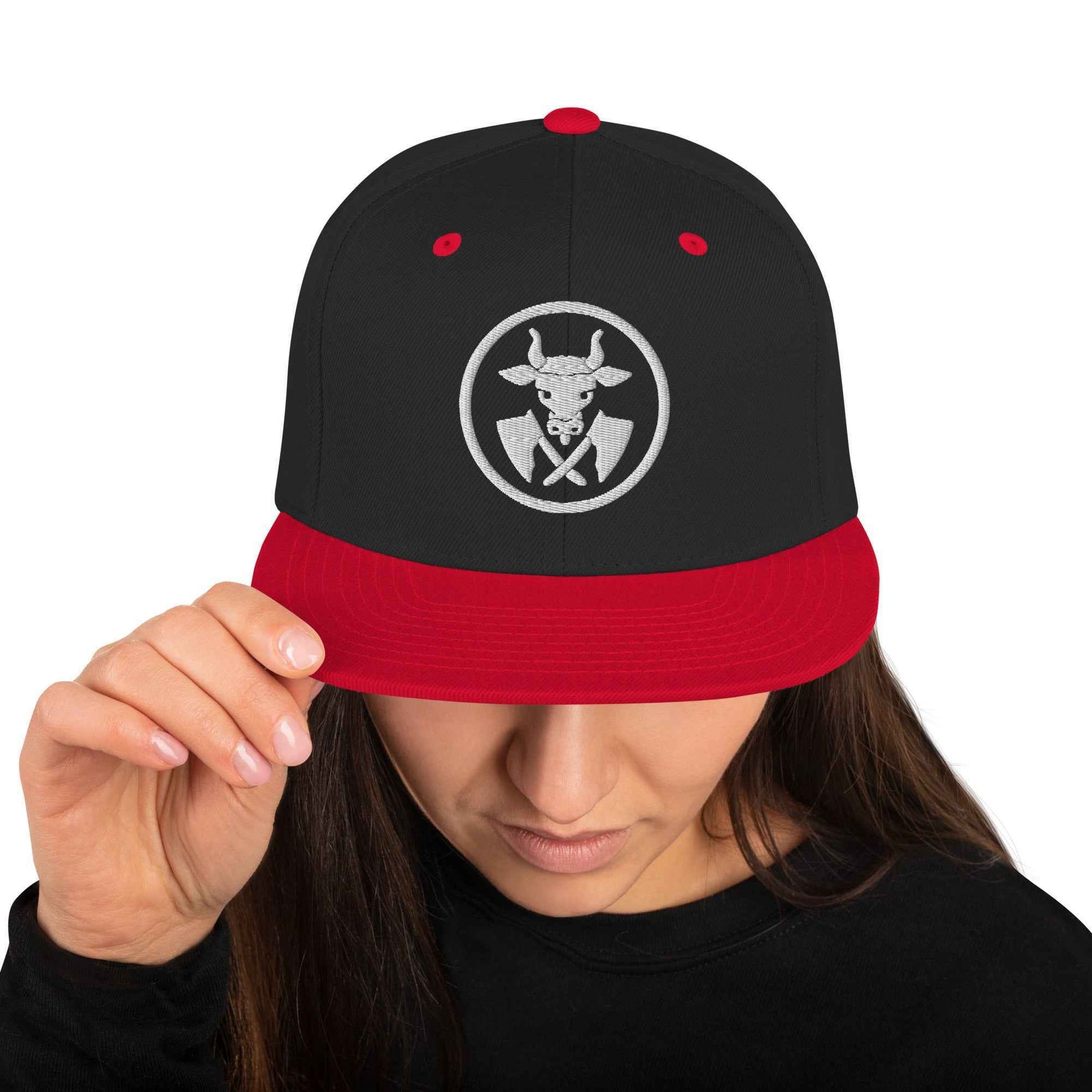 Snapback-Cap "Metzger" bestickt Schwarz Rot