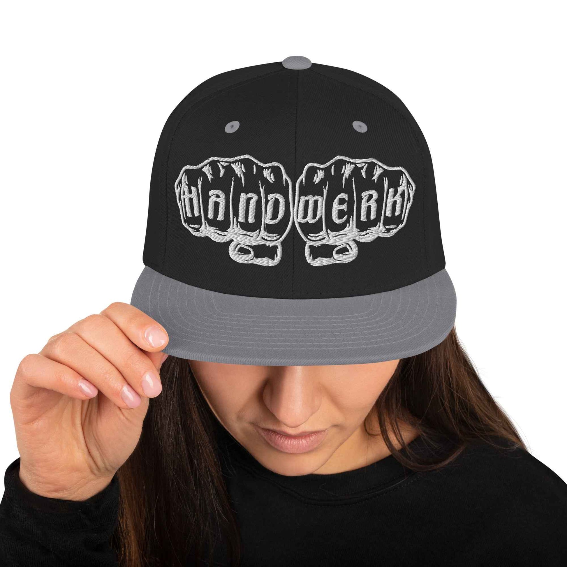 Snapback-Cap "Handwerk" bestickt Schwarz Silber