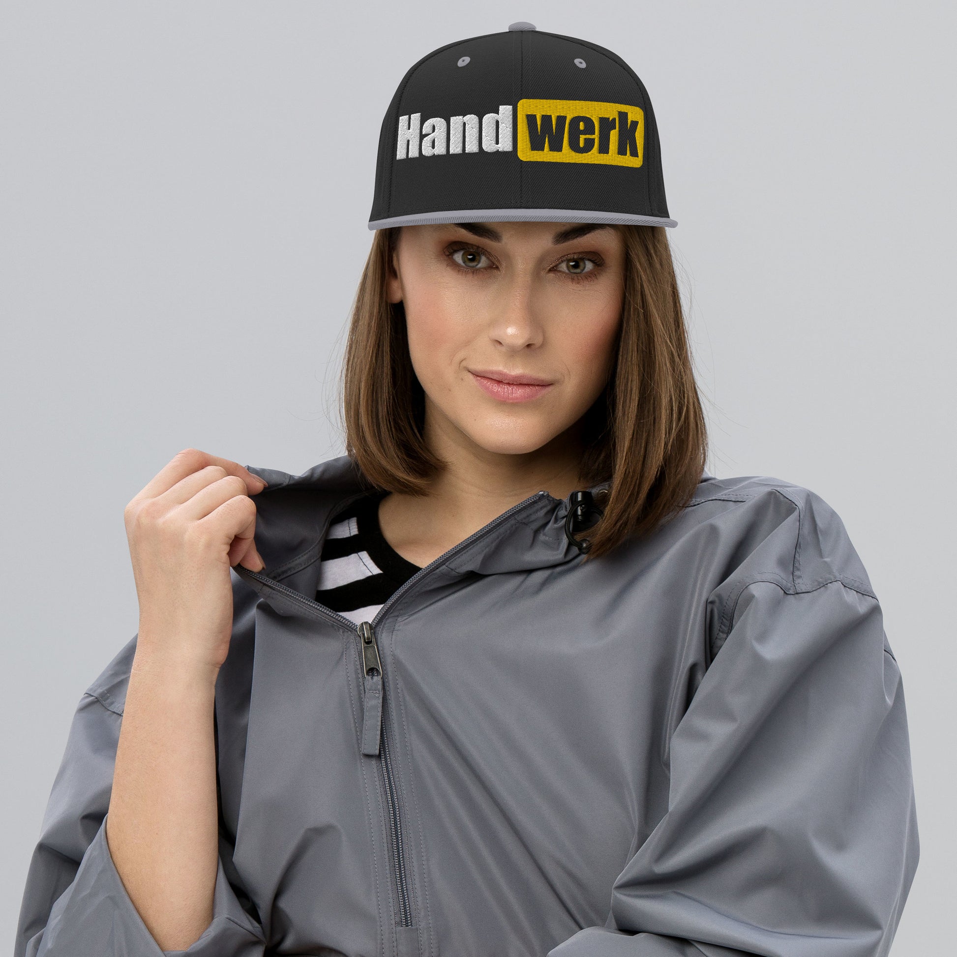Snapback-Cap "Handwerk" bestickt Schwarz Silber