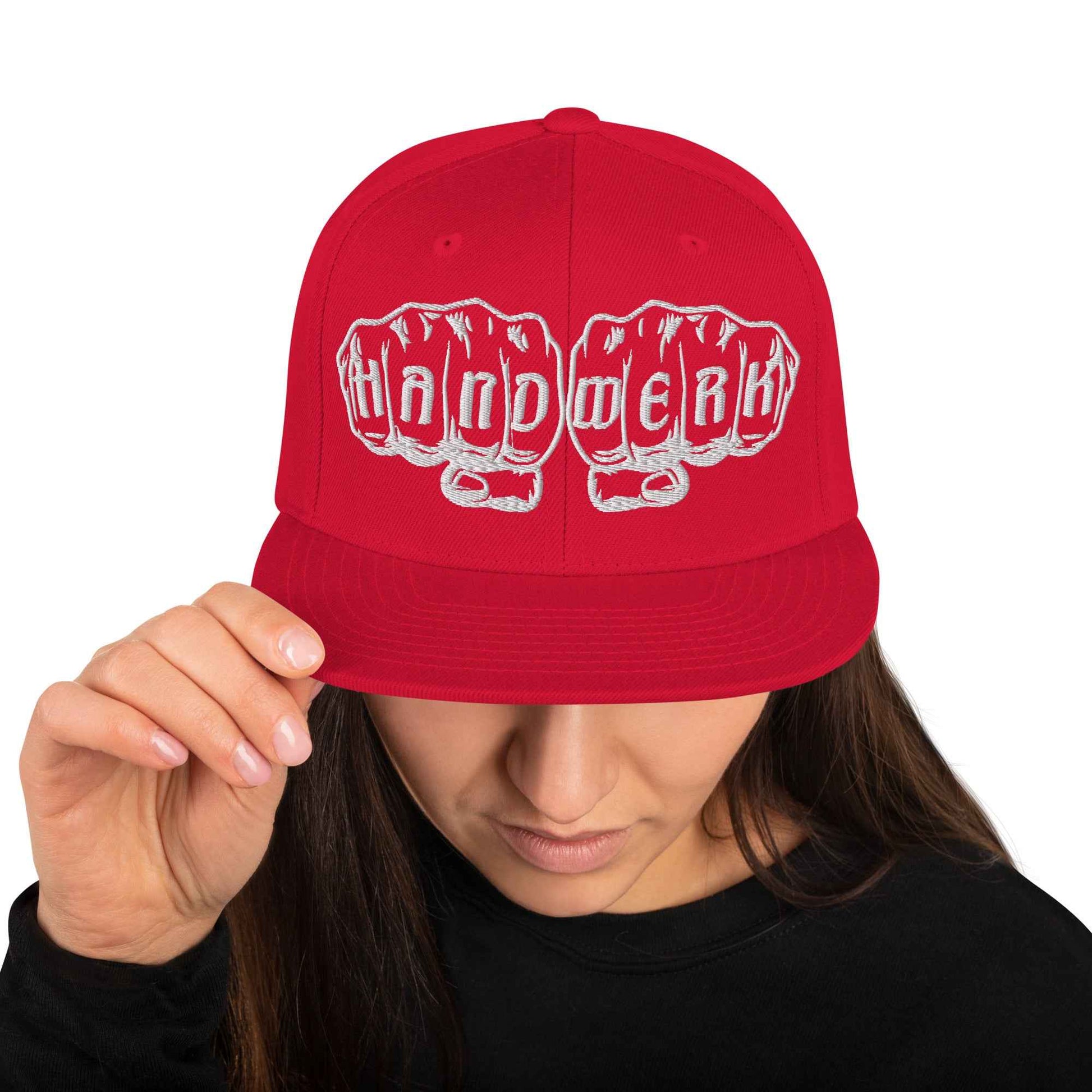 Snapback-Cap "Handwerk" bestickt Rot