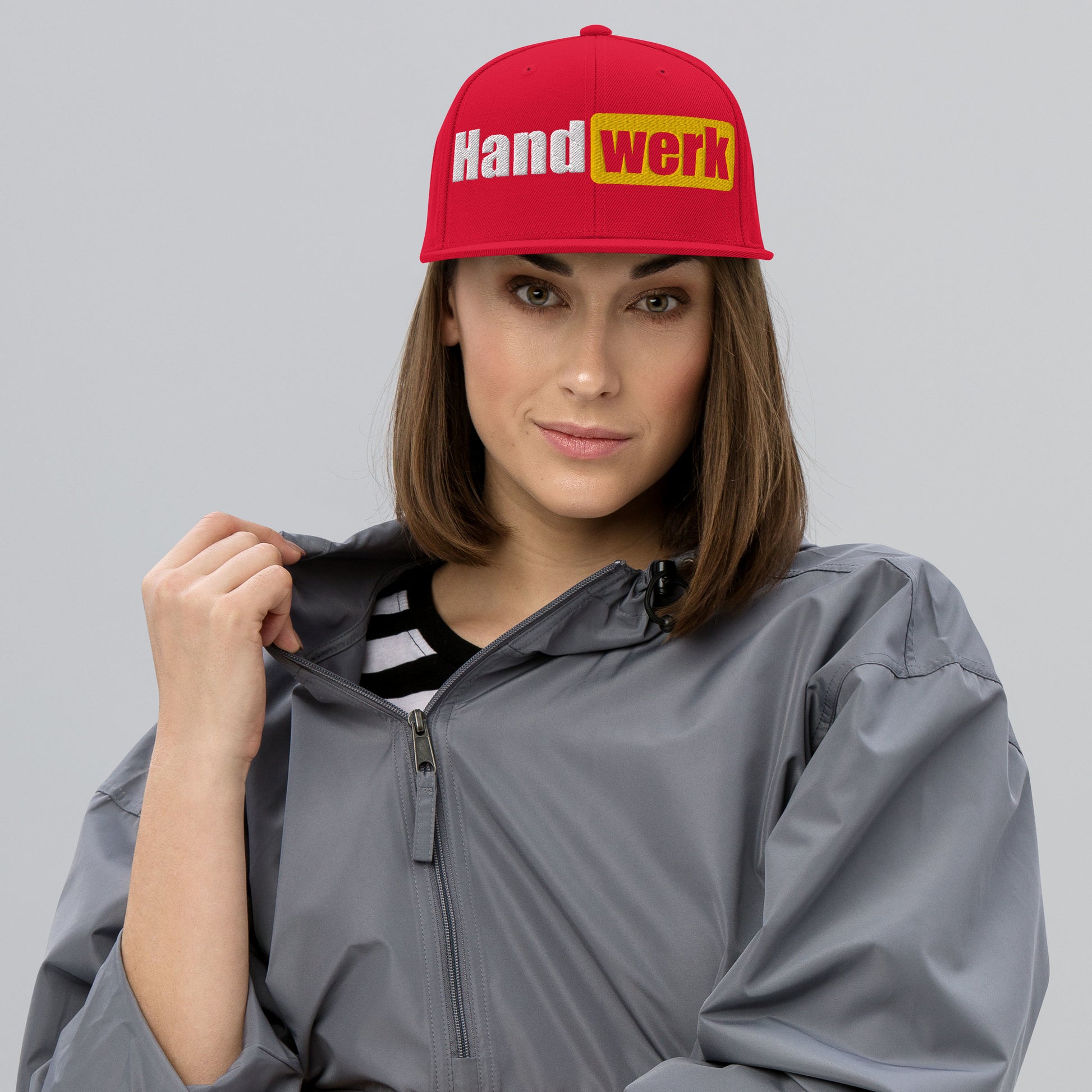 Snapback-Cap "Handwerk" bestickt Rot