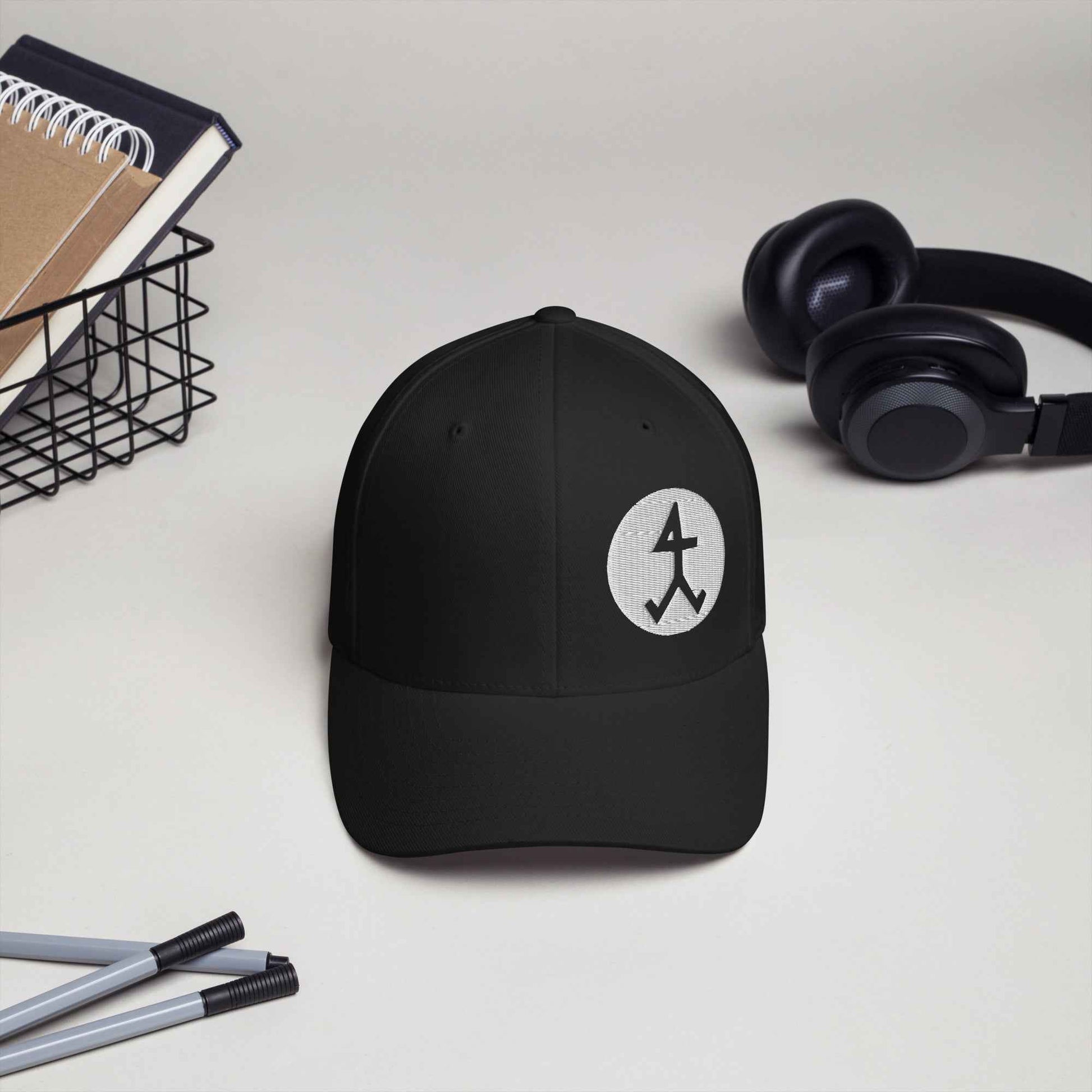 Cord-Cap "Steinmetz" (bestickt) Schwarz