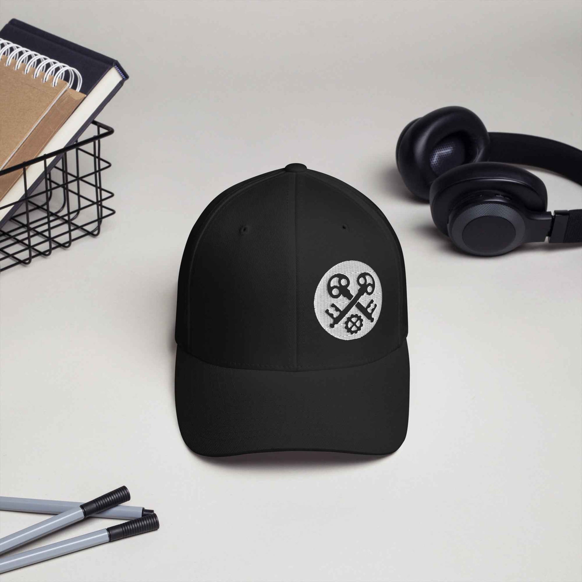 Cord-Cap "Schlosser" (bestickt) Schwarz