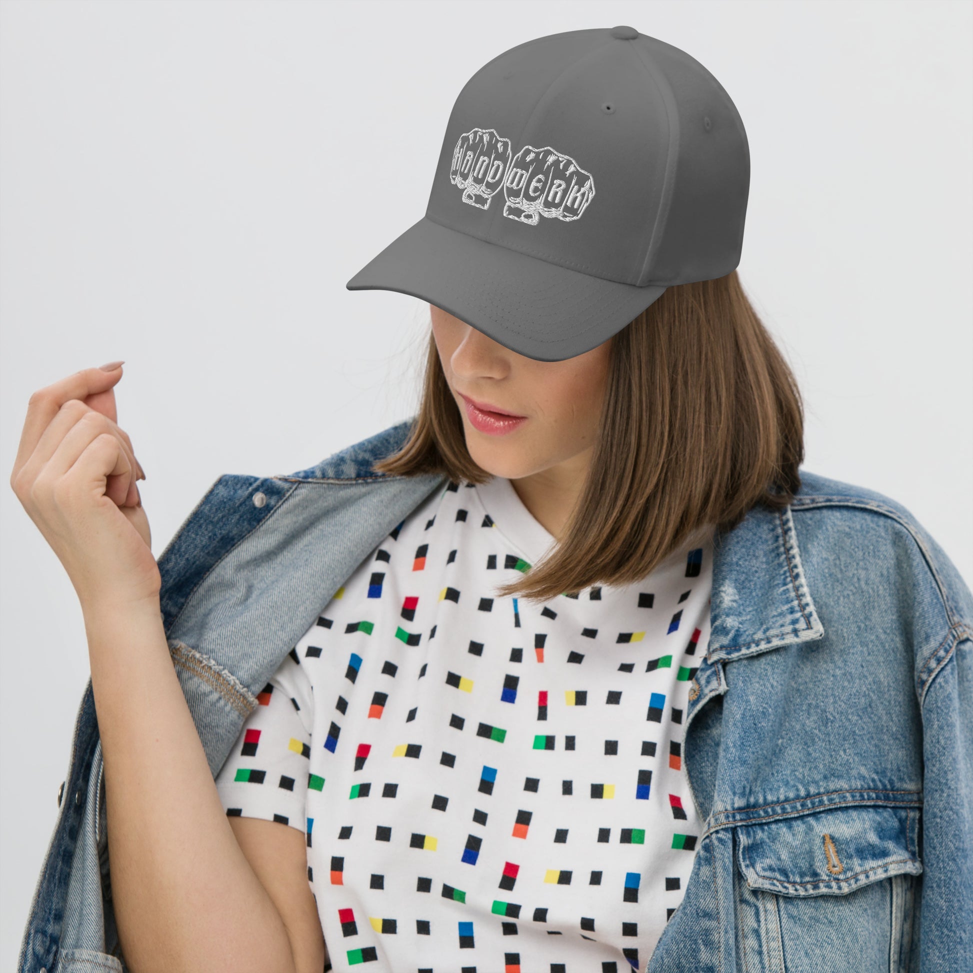 Cord-Cap "Handwerk"(bestickt) Grau